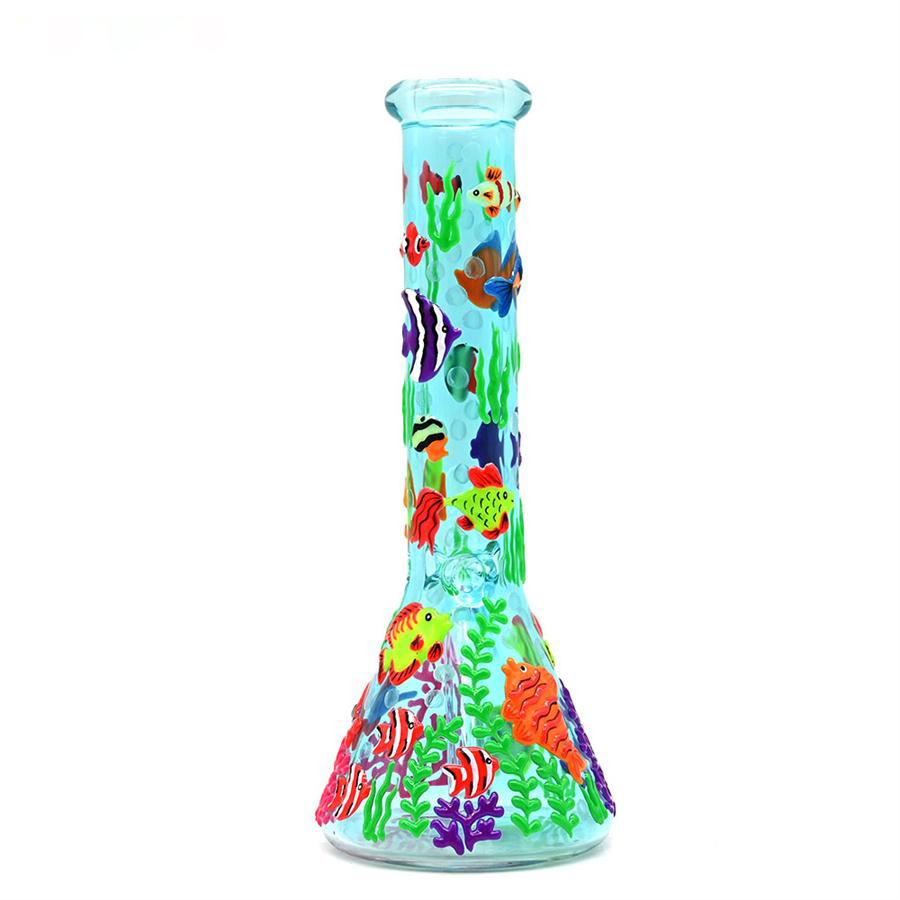 Wholesale Glow-in-the-dark Ocean Cute Fish Design Luminous Waterpipe Glass Bong Beaker Bong
