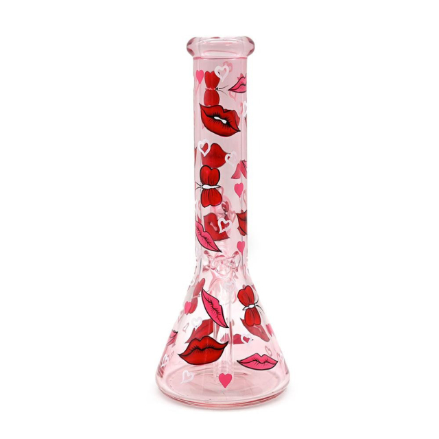 Wholesale Sexy Lips Design Glass Bong Waterpipe Beaker Bong with Bowl