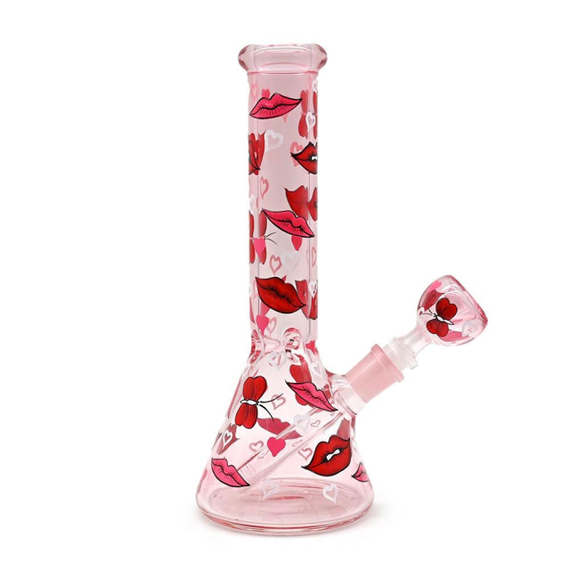 Wholesale Sexy Lips Design Glass Bong Waterpipe Beaker Bong with Bowl