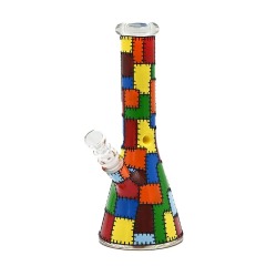 Wholesale Classic Plaid Pattern Glass Bong Waterpipe Beaker Bong
