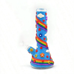 Wholesale Cute Rainbow Glass Bong Waterpipe Beaker Bong