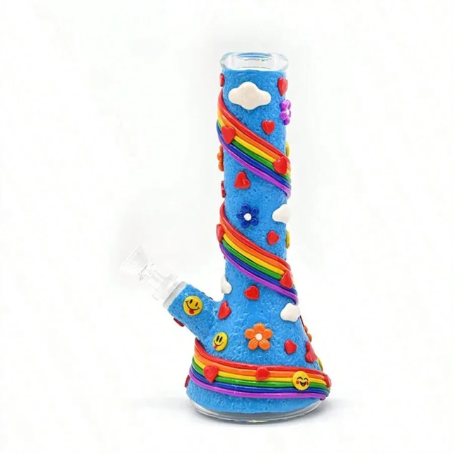 Wholesale Cute Rainbow Glass Bong Waterpipe Beaker Bong