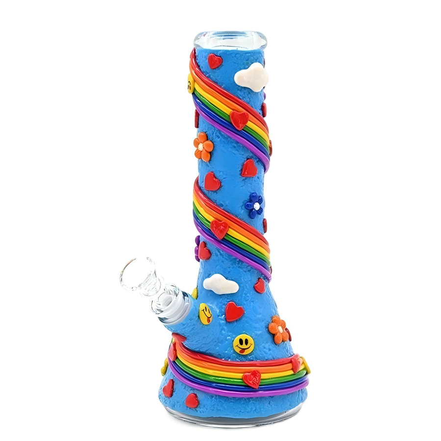 Wholesale Cute Rainbow Glass Bong Waterpipe Beaker Bong