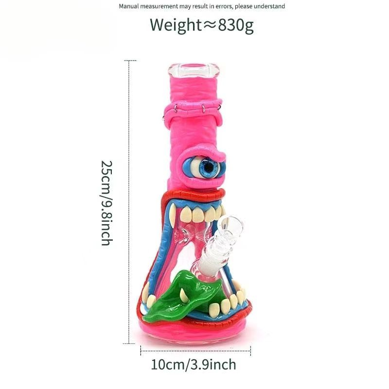 Wholesale Ugly Bong 3D Skull Face Glass Beaker Pipe Smoking Accessory