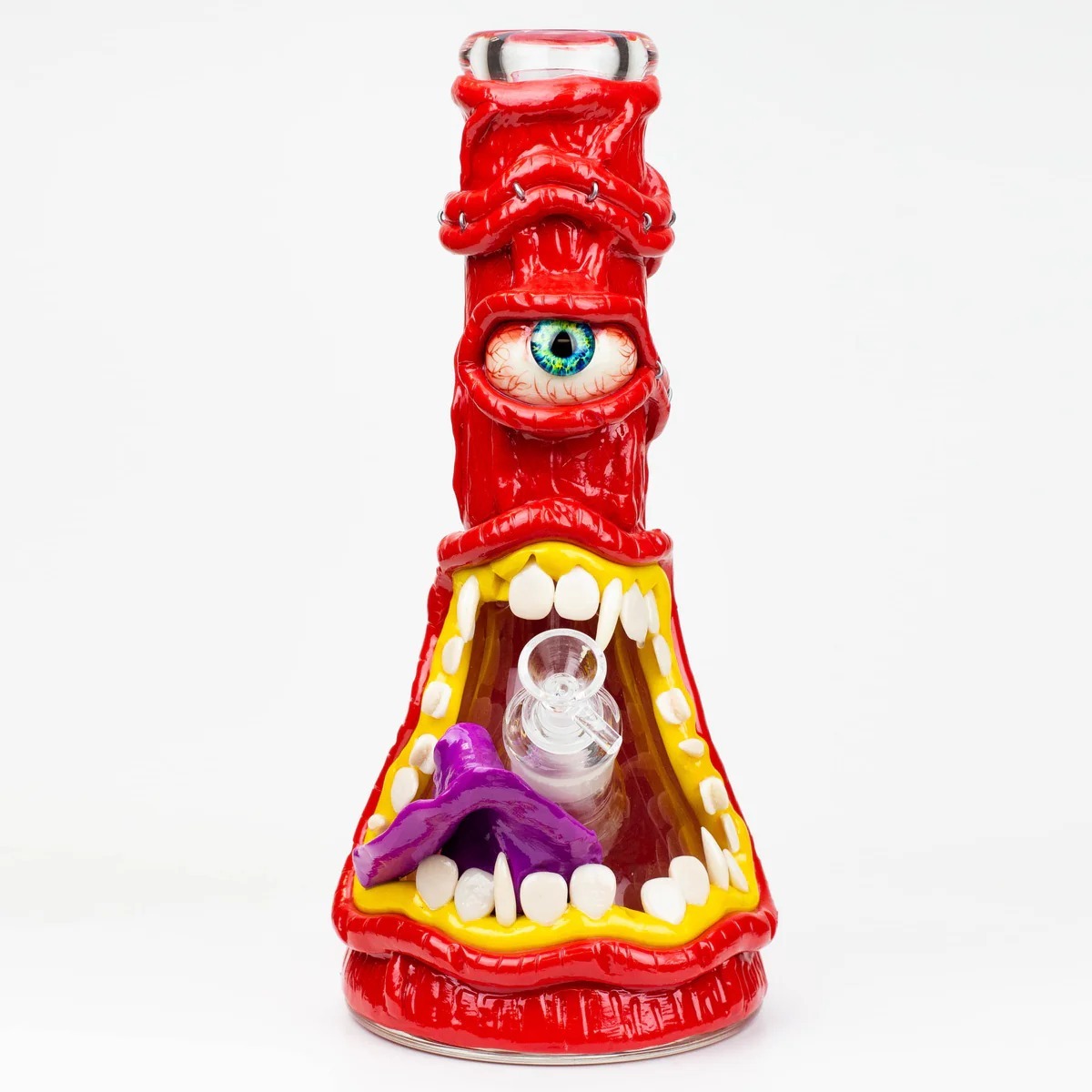Wholesale Ugly Bong 3D Skull Face Glass Beaker Pipe Smoking Accessory