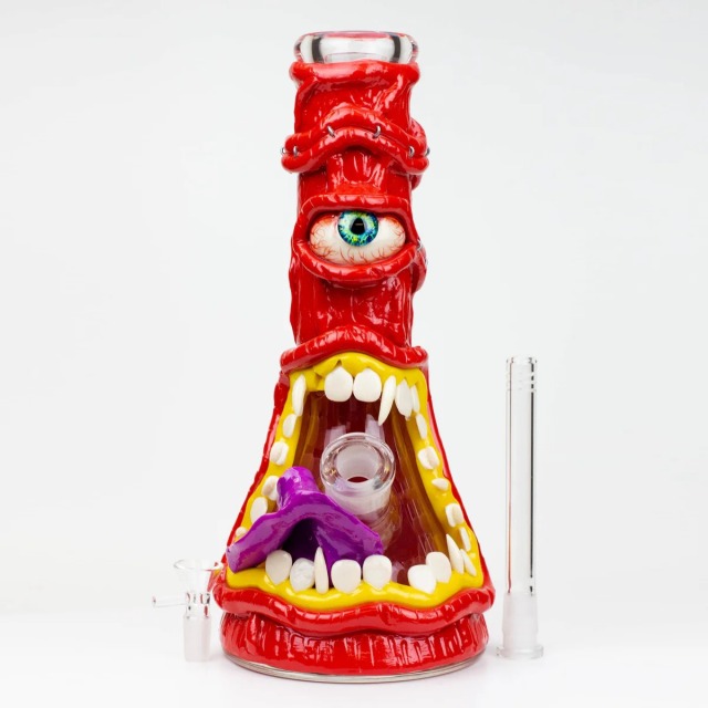 Wholesale Ugly Bong 3D Skull Face Glass Beaker Pipe Smoking Accessory