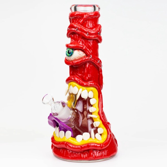 Wholesale Ugly Bong 3D Skull Face Glass Beaker Pipe Smoking Accessory