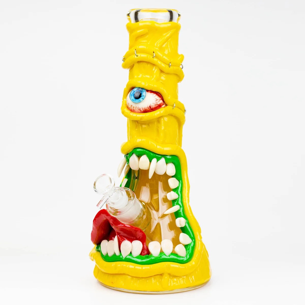 Wholesale Ugly Bong 3D Skull Face Glass Beaker Pipe Smoking Accessory