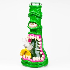 Wholesale Ugly Bong 3D Skull Face Glass Beaker Pipe Smoking Accessory