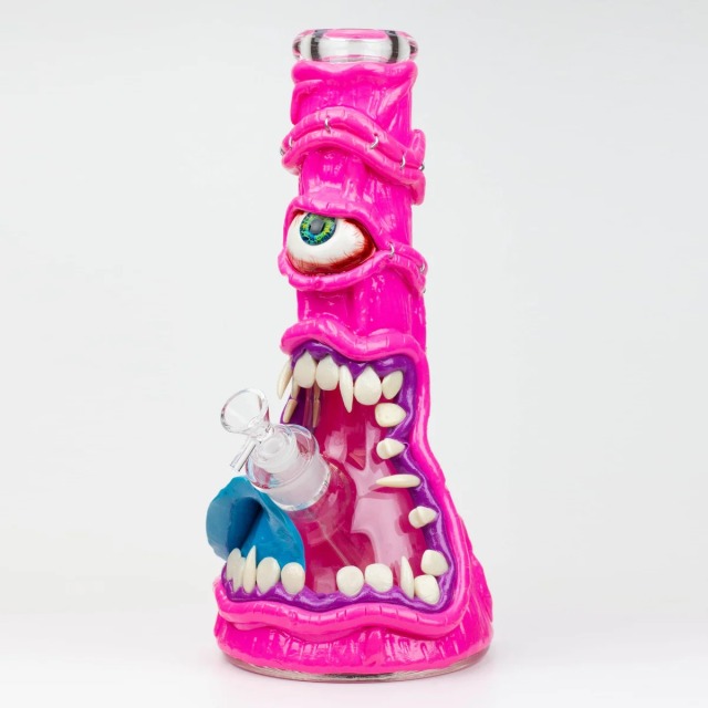 Wholesale Ugly Bong 3D Skull Face Glass Beaker Pipe Smoking Accessory