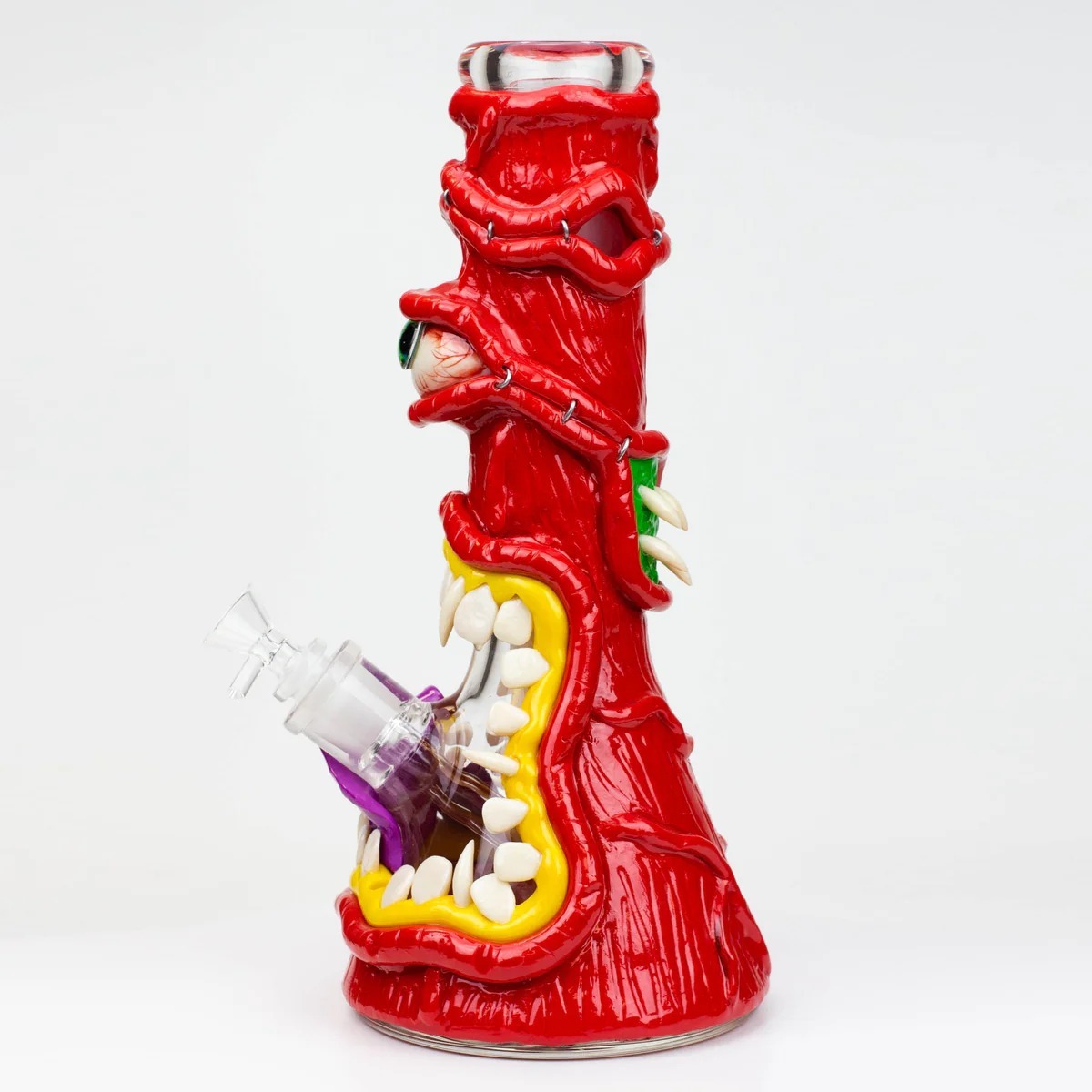 Wholesale Ugly Bong 3D Skull Face Glass Beaker Pipe Smoking Accessory