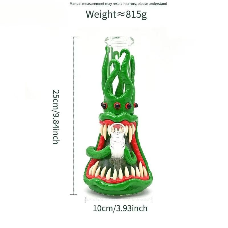 3D Tentacle Creature Glass Pipe with Glow-in-The-Dark Teeth and Bowl