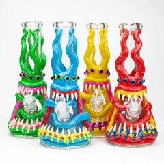 3D Tentacle Creature Glass Pipe with Glow-in-The-Dark Teeth and Bowl