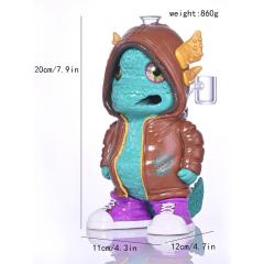 Novelty Green Dragon Figure Glass Water Pipe Small Bong with Hoodie and Sneakers