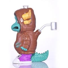 Novelty Green Dragon Figure Glass Water Pipe Small Bong with Hoodie and Sneakers
