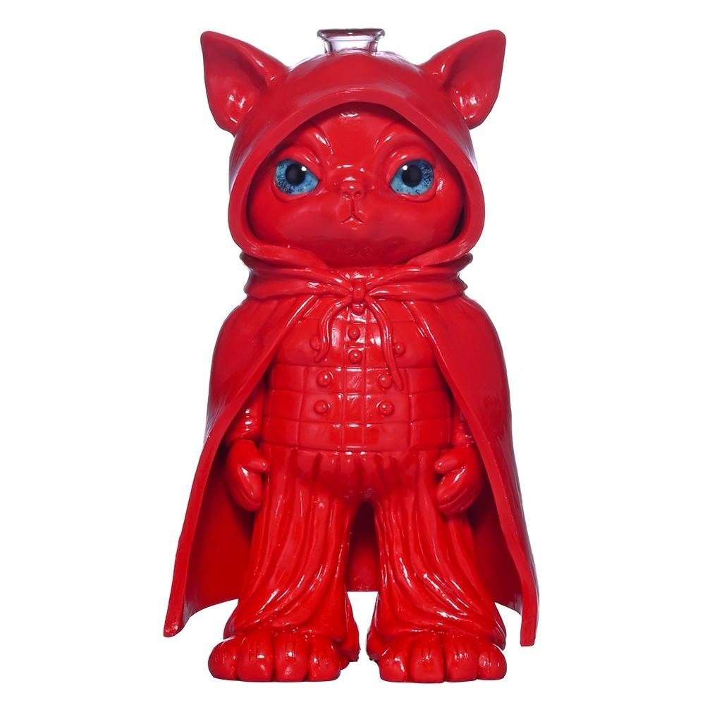 Honghui Smoking Glossy Red Hero Cat Figure Glass Smoking Pipe with Detachable Bowl