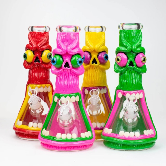 Factory Direct Wholesale 3D Funny Face Glass Pipe with Clear Bowl