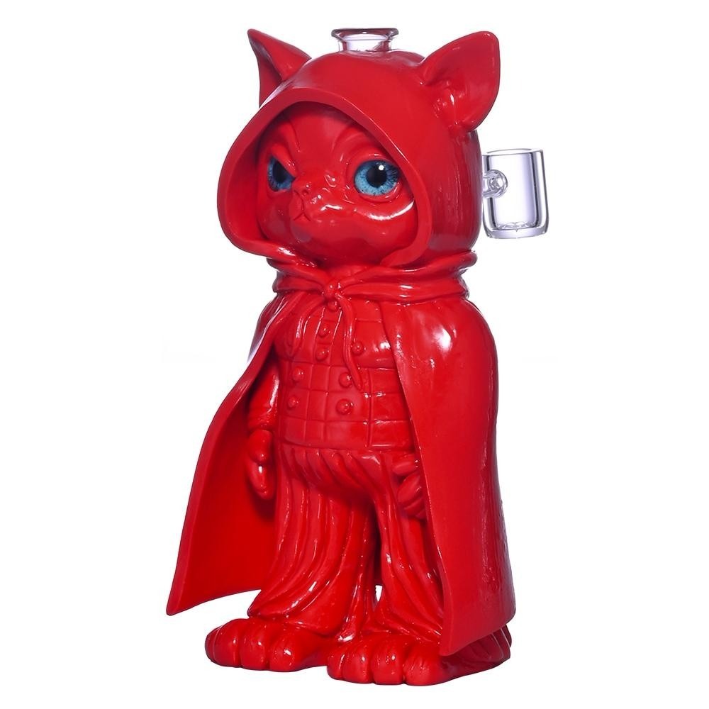 Honghui Smoking Glossy Red Hero Cat Figure Glass Smoking Pipe with Detachable Bowl