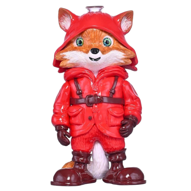 Factory Direct Wholesale 3D Fox Figure Glass Water Pipe with Stable Base
