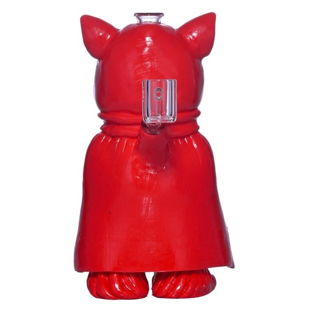Honghui Smoking Glossy Red Hero Cat Figure Glass Smoking Pipe with Detachable Bowl