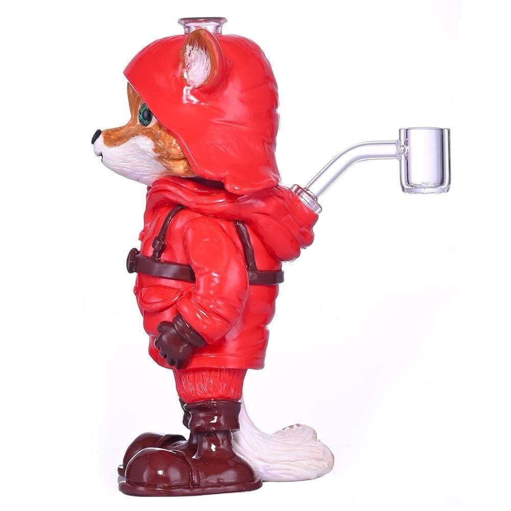 Factory Direct Wholesale 3D Fox Figure Glass Water Pipe with Stable Base