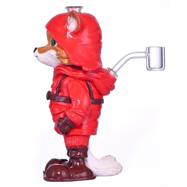 Factory Direct Wholesale 3D Fox Figure Glass Water Pipe with Stable Base