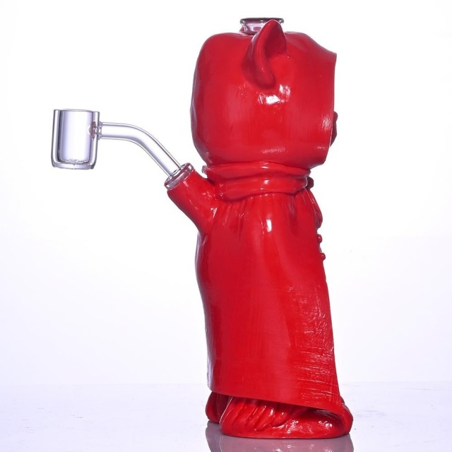 Honghui Smoking Glossy Red Hero Cat Figure Glass Smoking Pipe with Detachable Bowl