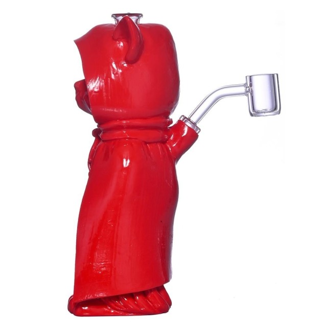 Honghui Smoking Glossy Red Hero Cat Figure Glass Smoking Pipe with Detachable Bowl