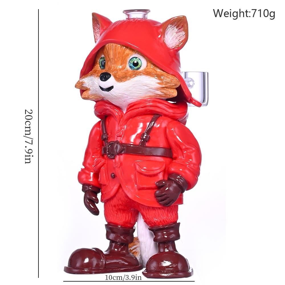 Factory Direct Wholesale 3D Fox Figure Glass Water Pipe with Stable Base