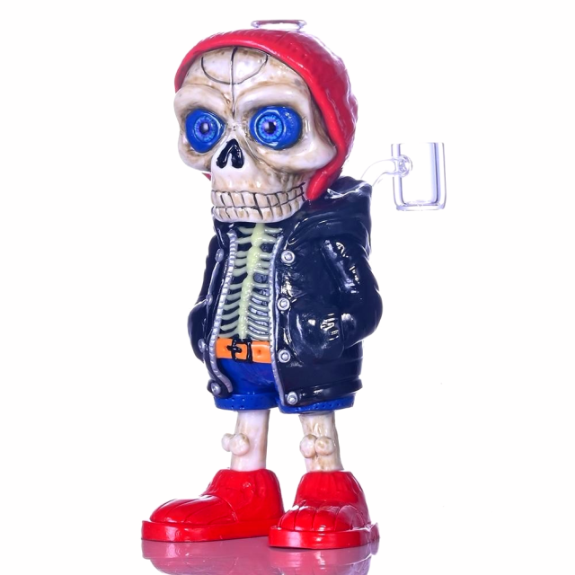 Wholesale Smoke Accessories Streetwear Skeleton Figure Glass Water Pipe with Bowl