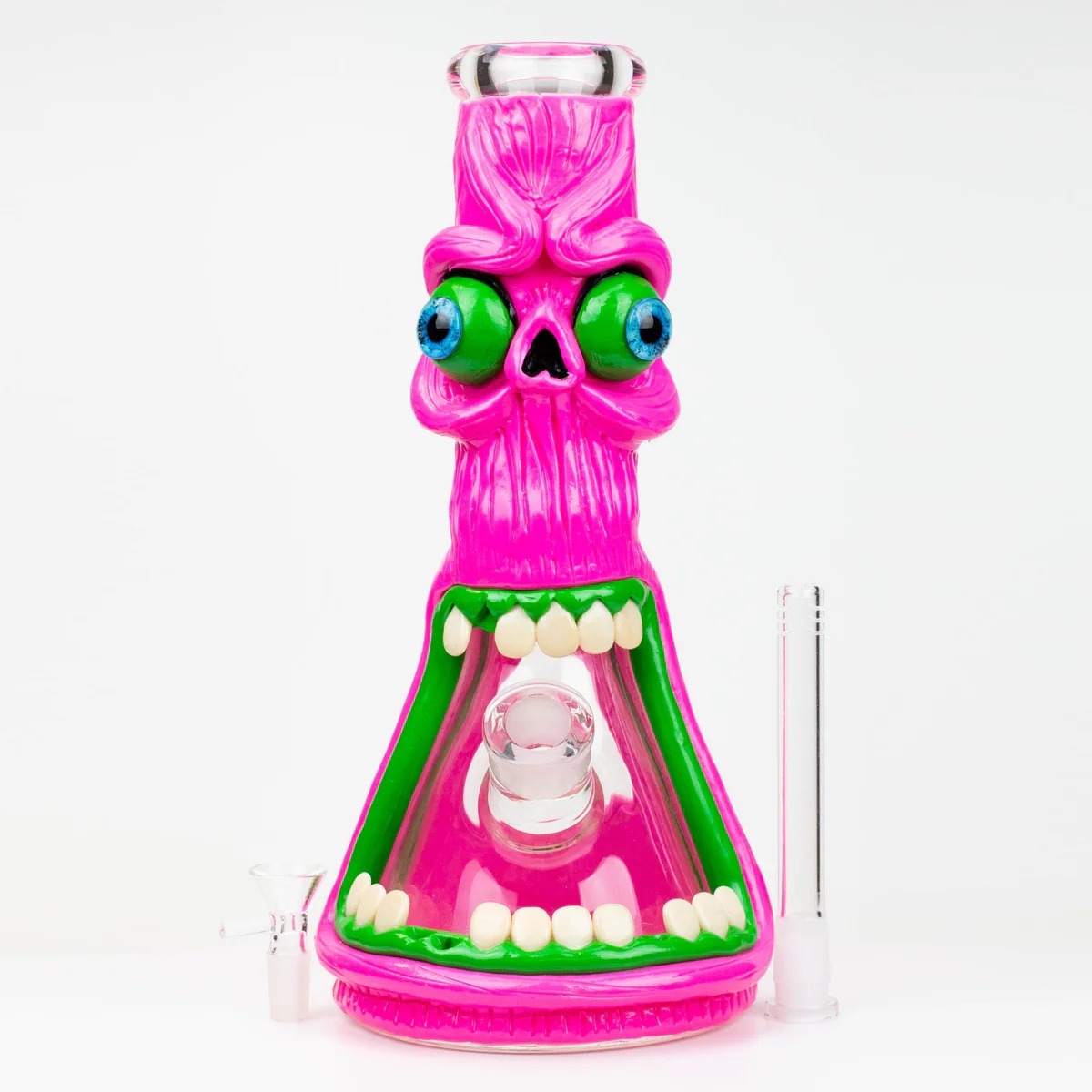 Factory Direct Wholesale 3D Funny Face Glass Pipe with Clear Bowl
