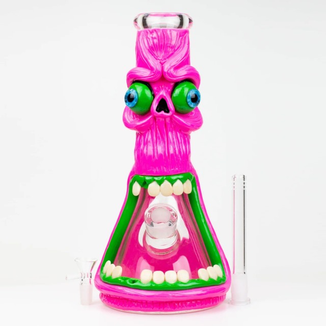 Factory Direct Wholesale 3D Funny Face Glass Pipe with Clear Bowl