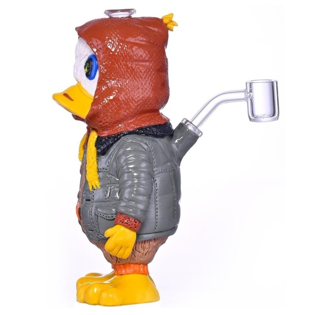 3D Cartoon Duck Figure Glass Water Pipe with Detachable Clear Bowl