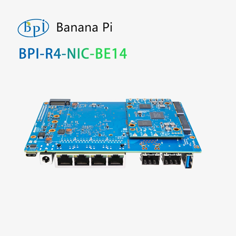 BPI-BE14 WIFI7 is an open-source router development board equipped with MediaTek MT7995 WiFi7 module, supporting concurrent operation on three frequency bands