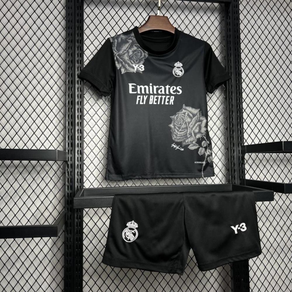 24/25 Real Madrid Y3 Rose Special Edition Black jersey Kid Kits Size 16-28