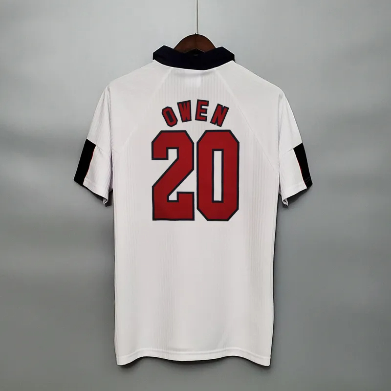 England Retro Soccer Jersey Home Custom Shirt World Cup 1998