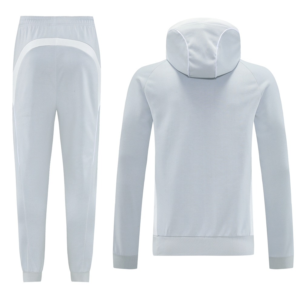 Real Madrid Hoodie Training Kit (Sweatshirt+Pants) Light Grey 2025/26