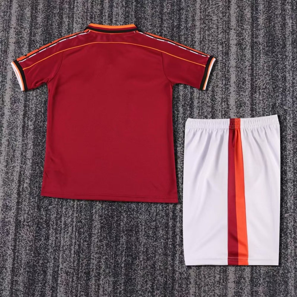 Roma Retro Soccer Jersey Home Kids Kit Jersey+Shorts 1998/99