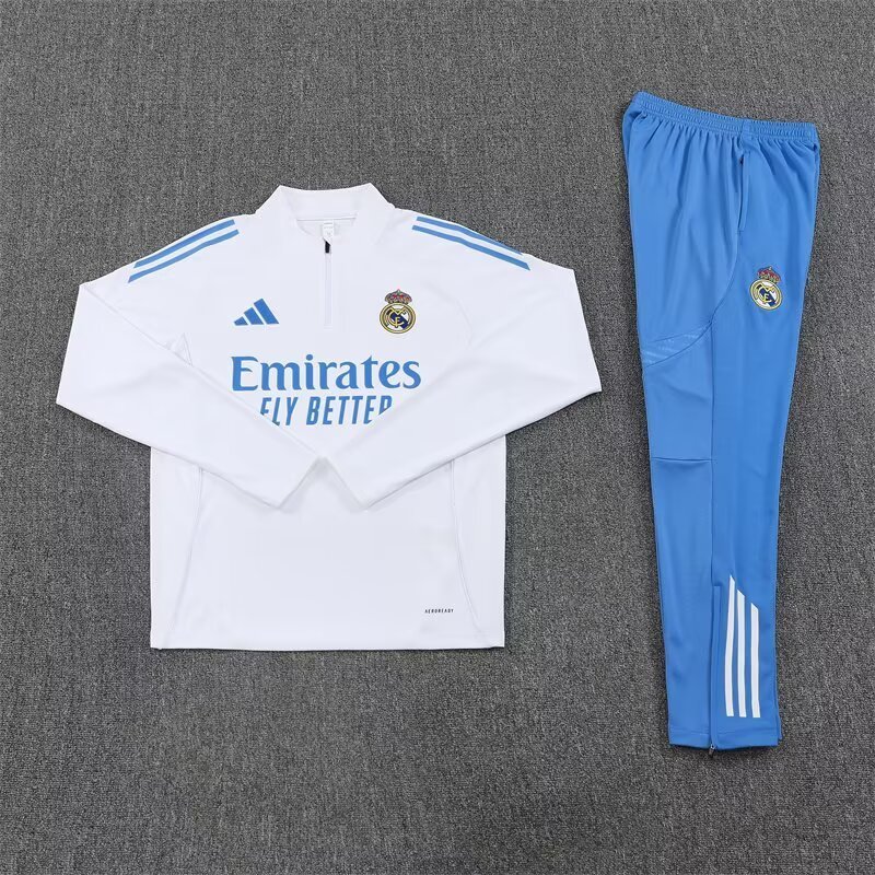 Kids Real Madrid Training Kit (Sweatshirt+Pants) White 2025/26