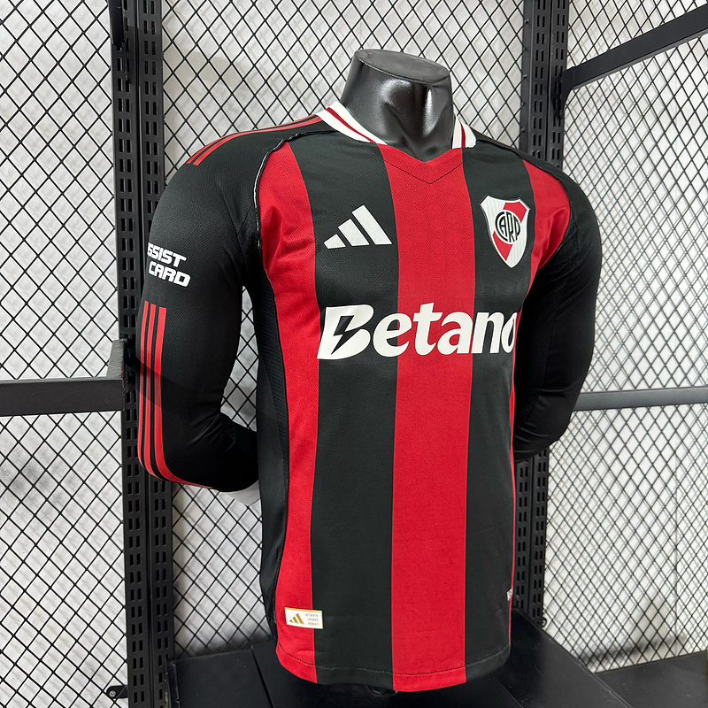 River Plate Authentic Soccer Jersey Away Long Sleeve Shirt 2025/26 - With Sponsors
