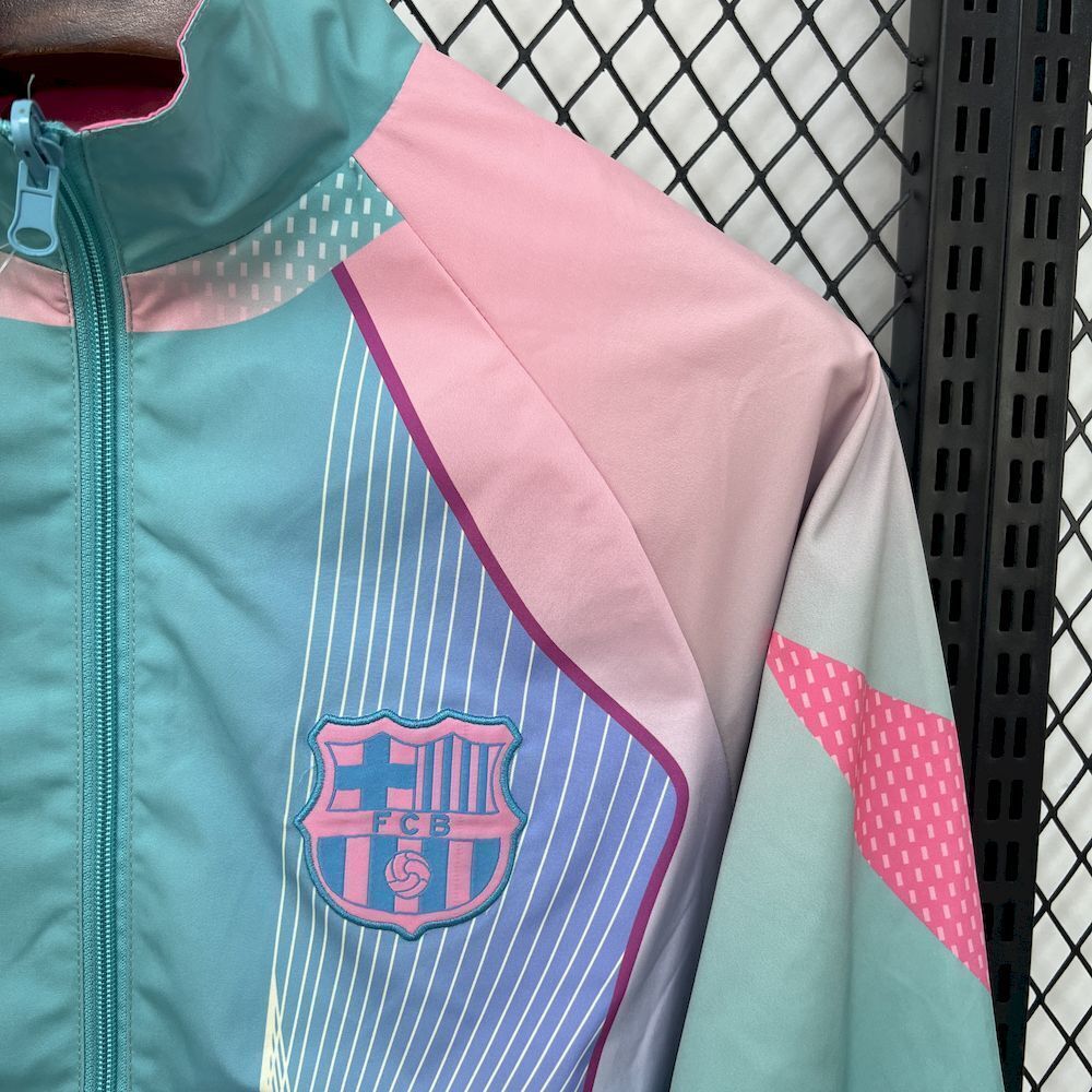 Barcelona Retro Reversible Double-Sides Windbreaker Jacket Green&Pink 2025/26
