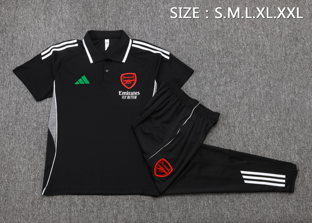 Arsenal Training Kit (Polo+Pants) Black 2025/26