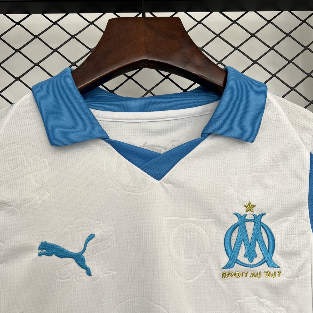 Marseille Soccer Jersey Home Kids Kit Jerseys+Shorts 2025/26