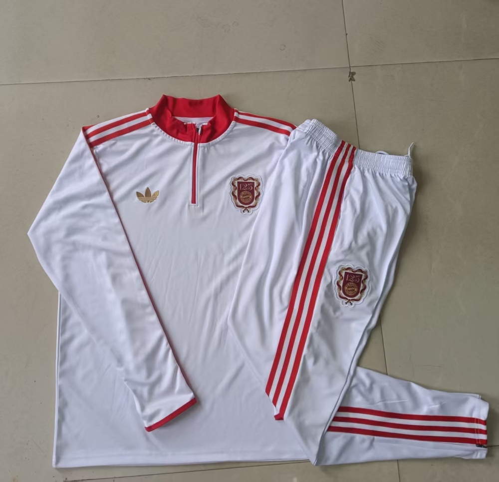 Kids Bayern Munich Training Kit (Sweatshirt+Pants) White 2025/26 - 125th Anniversary