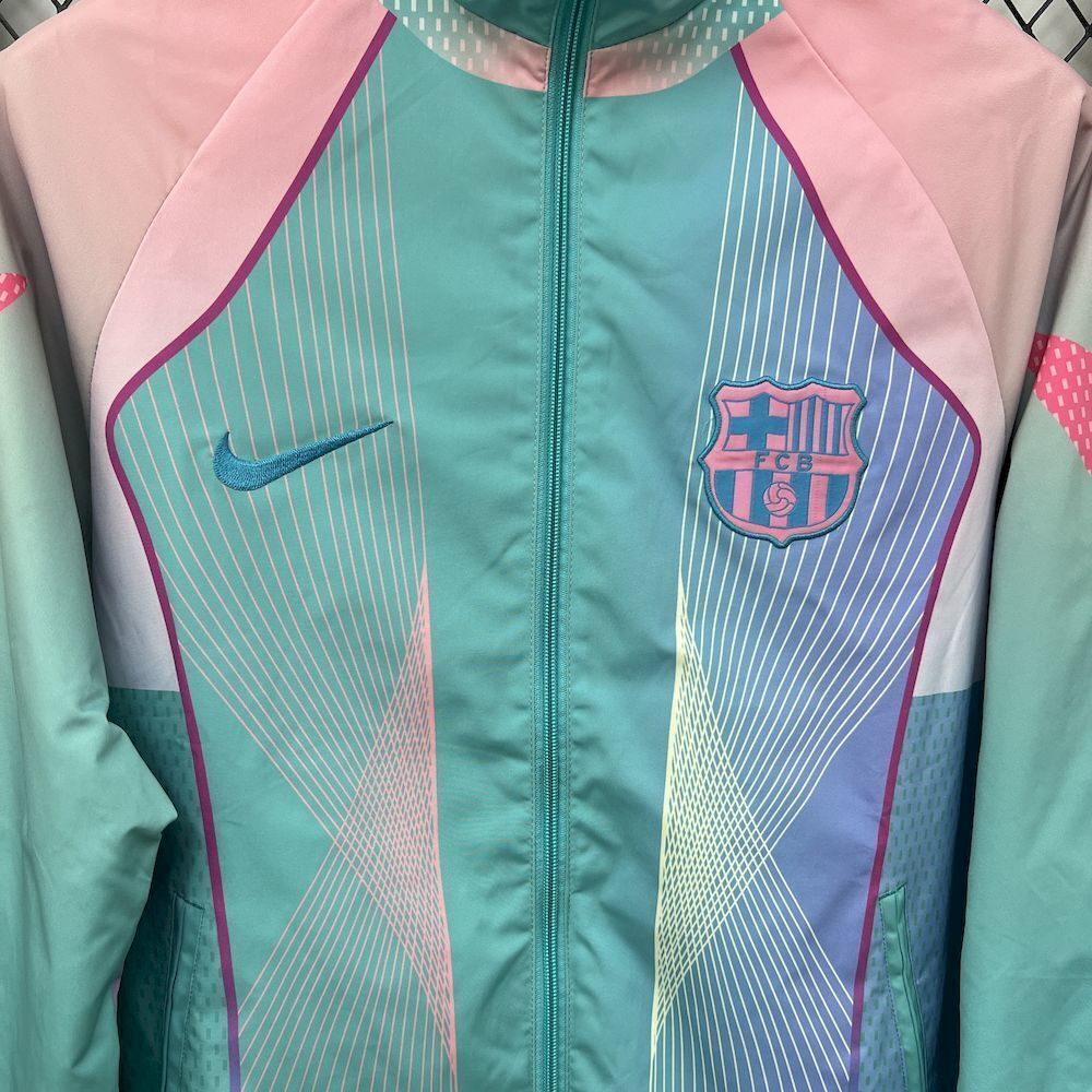Barcelona Retro Reversible Double-Sides Windbreaker Jacket Green&Pink 2025/26