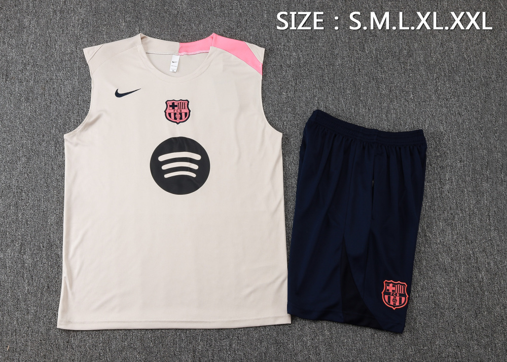 Barcelona Sleeveless Training Kit Beige 2025/26