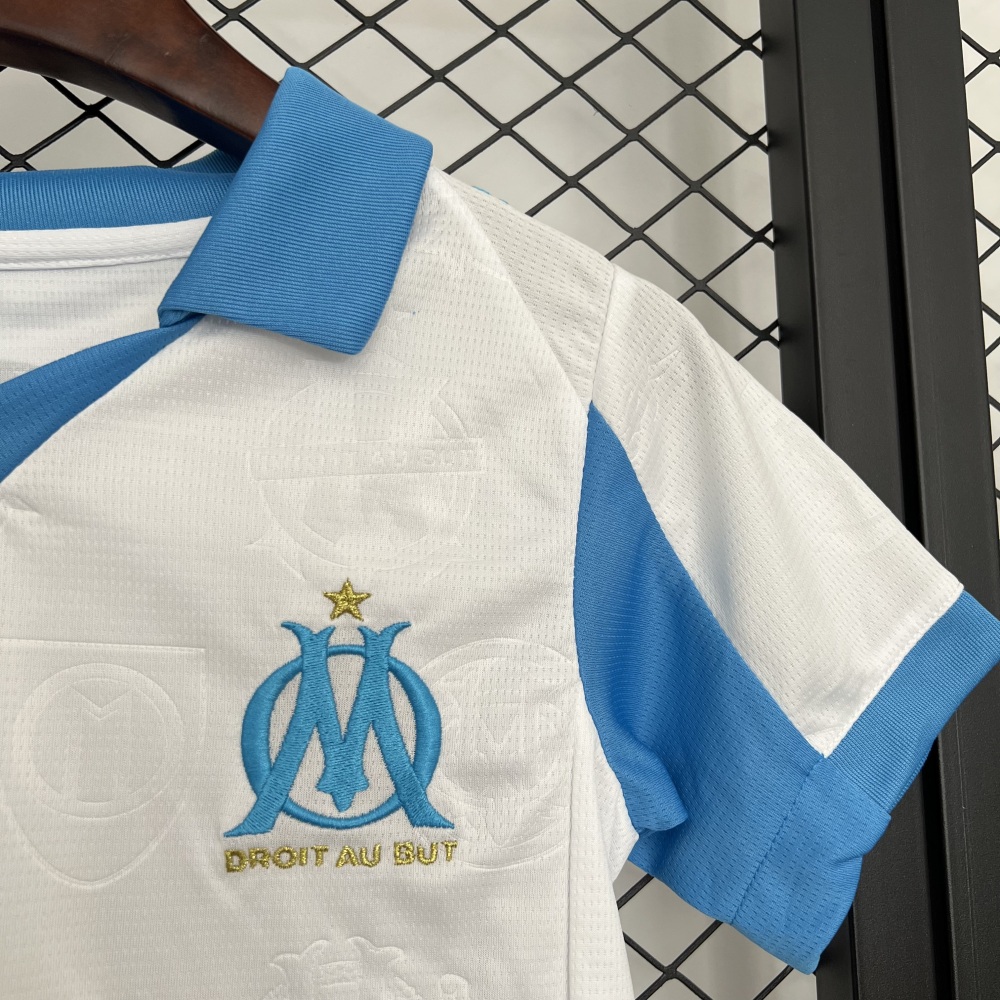 Marseille Soccer Jersey Home Kids Kit Jerseys+Shorts 2025/26