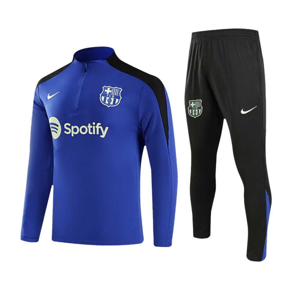Kids Barcelona Zipper Sweat Kit (Top+Pants) Blue 2024/25