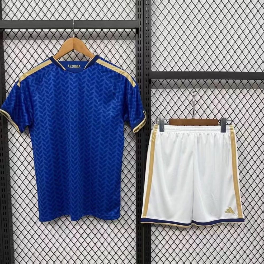 Italy Home Football Uniform Kids Kit Jersey+Shorts World Cup 2026
