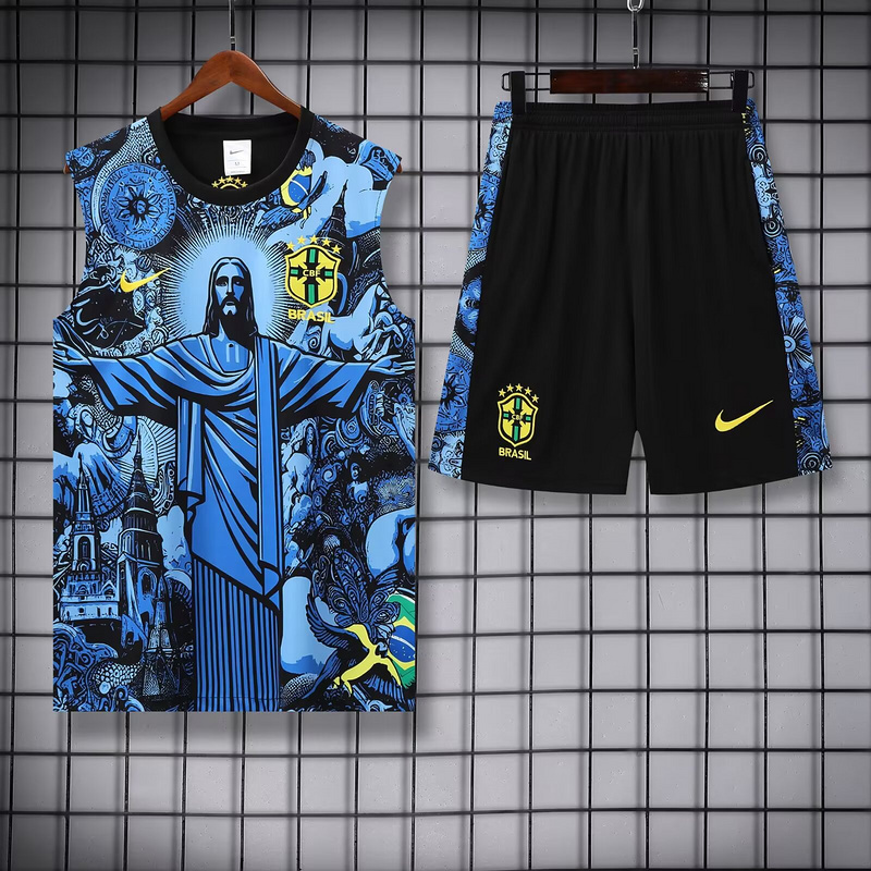 Brazil Sleeveless Training Kit Blue 2025